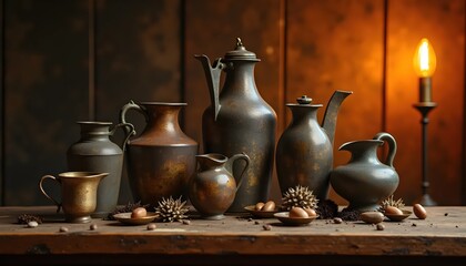 Cinematic Still Life Blending Metallic Objects With Rich Warm Colors