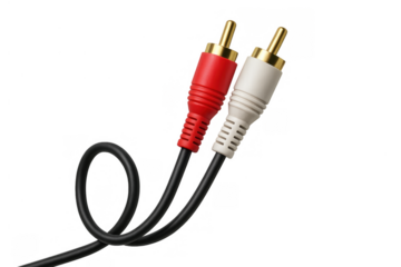 Rca audio video plugs connecting analogue stereo signal for home entertainment systems with transparent background