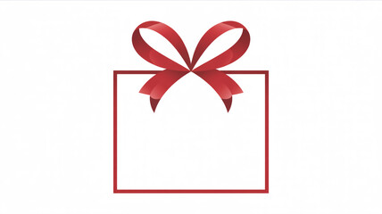 A simple illustration featuring a red ribbon bow and a rectangular gift box outline.