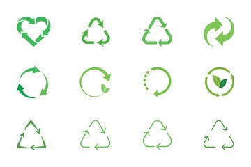 Set of green eco icons symbols vector illustration