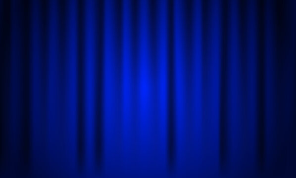 Blauer Vorhang mit mittleren Lichtspot