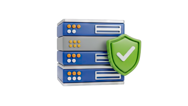 Secure Server Rack With Green Shield Icon Data Center Network Security Protection Technology Concept - Powered by Adobe