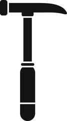 Blacksmith using hammering tool with wooden handle for striking metal