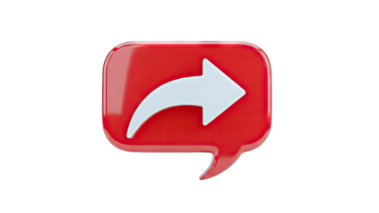 Share Icon in a Red Speech Bubble on White Background