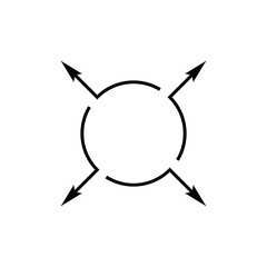 The semicircular arrows form a circle pointing in different sides and opposite directions. Vector illustration. 