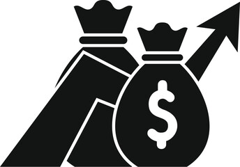Money bags and charts showing growing investment income, representing successful financial growth
