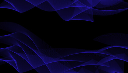 Deep blue abstract wave lines with smooth flowing motion on dark background