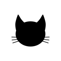 Cat head silhouette. Simple minimal vector drawing.