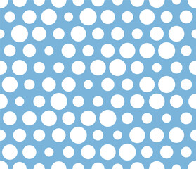 Dots pattern seamless random. Repeating white polka dots on a light blue background. Editable vector illustration.