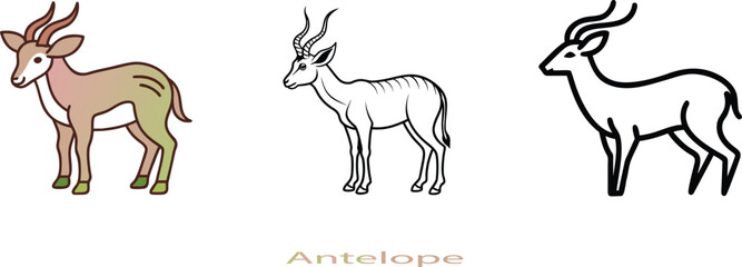 Colored Cartoon, Detailed Line Art Sketch, and Simple Outline Icon