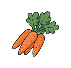 Flat vector illustration of carrot bunch with green tops soft rounded shapes clean outline cozy food style