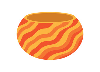 Flat vector illustration of bright home decor bowl with bold marbled pattern rounded form minimal detail