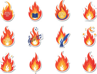Fiery Arts Icons of Poetry, Music, and Literature in Blazing Flames