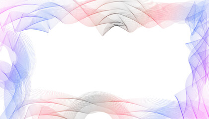 Soft neutral abstract wave frame border on white background