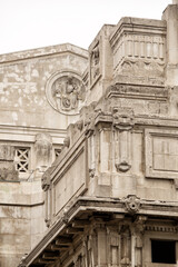 Sculpture and architectural decorations on the exterior walls of Milano Centrale (Milan Central) railway station