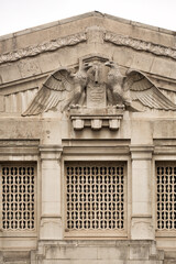 Sculpture and architectural decorations on the exterior walls of Milano Centrale (Milan Central) railway station