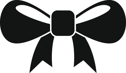 Black silhouette of a ribbon bow or knot decoration on white background