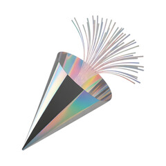 Prism with light rays emanating from it isolated on transparent background