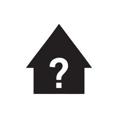 Question mark with home silhouette icon vector flat design.
