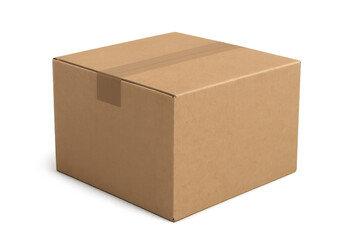 Cardboard box for shipping parcel, delivery service, and product packaging, transparent background