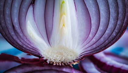 Close up of a cut red onion revealing its layers