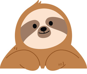 Obraz premium Funny Cute Sloth Cartoon Peeking Over the Edge, Cute Lazy Sloth Character Isolated illustration