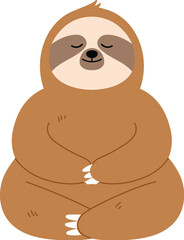 Obraz premium Relaxing sloth cartoon meditating, Cute sloth sitting and close eye illustration