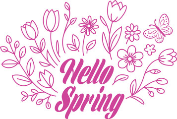 Spring Season Illustration with Flowers and Nature Elements