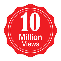 10 million views badge icon red seal celebrating social media reach and viral content growth