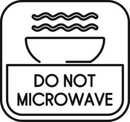 Warning label for food packaging indicating contents are not suitable for microwave heating