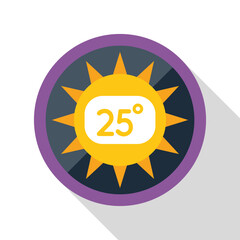 Sun icon displaying 25 degrees celsius for weather temperature forecast