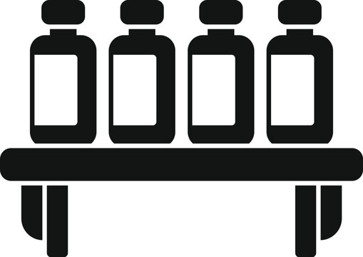 Four unlabeled bottles storing products on a simple shelf displaying storage and organization