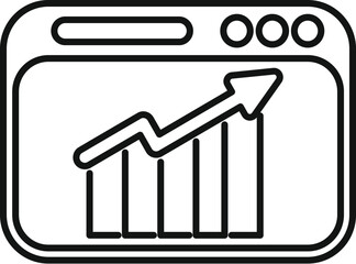 Web browser displaying a bar chart with an upward trend arrow symbolizing business progress