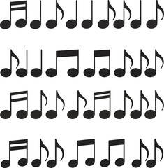  Set of Music Notes Icon Vector Illustration Design