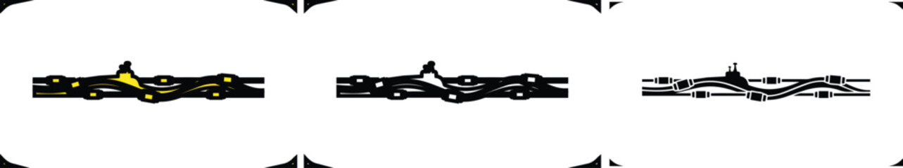 Naklejka premium Underwater cable submarine telecommunications fiber optic network internet technology global communication connection system