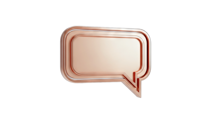 Rose Gold Speech Bubble Icon on White Background