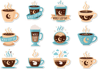 World Sleep Day Sleepy Moon Coffee Cups