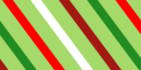 Striped background with diagonal straight dark red green white combination stripes. Xmas stripes. Background stripes christmas colour editable in vector printable