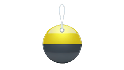 Round Price Tag with Yellow and Gray Sections on White Background