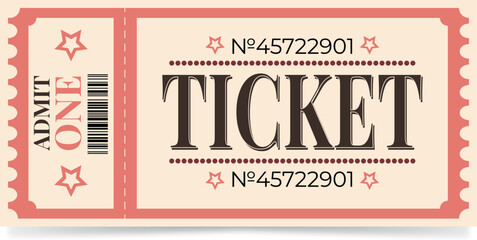 Vintage Admit One Ticket Icon  Retro Event Ticket Template