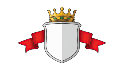 Royal Crest with Crown and Ribbon on White Background