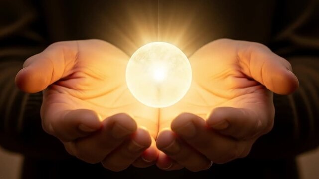 Holding a glowing orb in warm hands