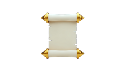 Scroll with golden caps isolated on white background.