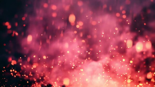Fiery sparks, glowing embers and swirling smoke form a vibrant, textured bokeh of heat and light, evoking energy, transformation, danger and elemental fire motion