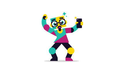 Geometric person taking a selfie