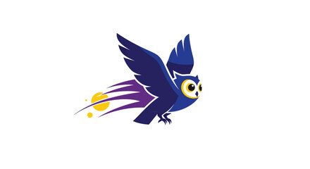 Stylized owl soars with tail trails