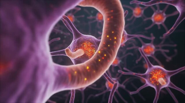 Microscopic view of interconnected neurons and neural pathways