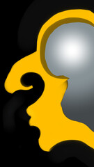 High Contrast Minimalist Abstract Yellow Curve on Black