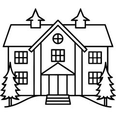 Mapleview House line art vector