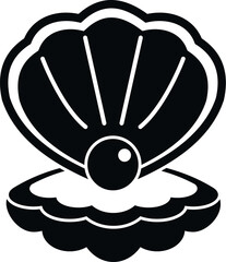 Open seashell showing pearl icon vector clip art